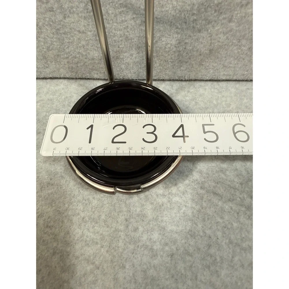 Black Ceramic Spoon Holder w Metal Stand Kitchen Utensil Rest Countertop‎